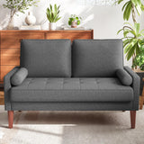Loveseat Sofa with Solid Wood Legs, 48" Small Couches for Small Spaces, Love Seat for Living Room, Bedroom, Easy Assembly Mid Century Modern Couch with Throw Pillow for Apartment, Grey Vesgantti