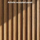 BELLEZE 65 Inch Fluted Buffet Cabinet with Storage, Symmetrical Arc Accent Sideboard Large Console Table for Dining Room, Kitchen, and Living Room (Caramel Brown) BELLEZE