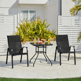 Yaheetech Set of 2 Patio Dining Chairs, Outdoor Stackable Patio Chairs with Backrest/Armrests, All Weather Chairs for Garden/Lawn/Porch/Backyard Pool, Black Yaheetech