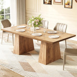 LITTLE TREE Dining Table for 6 People, Wooden Table, Rectangle Furniture with Heavy Duty Legs, Modern Kitchen Table for Home, Dining Room, Oak LITTLE TREE