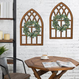 Sintosin Farmhouse Window Frames for Wall Decor Living Room 20 x 32 inch, Hanging Distressed Rustic Arched Wood Window Frame Bedroom Wall Decor Above Bed, Wall Panels for Interior Wall Decor Sintosin