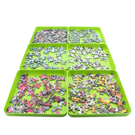 Jigitz 6 Pack Green ABS Plastic Jigsaw Puzzle Organizer Trays for Large Puzzles Up to 1000 Pieces Jigitz