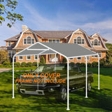 Thanaddo 10 x 20 Ft Carport Replacement Canopy Cover Garage Top Tent Shelter Tarp with Free 44 Ball Bungee Cords,Grey(Only Cover, Frame Not Include) Thanaddo