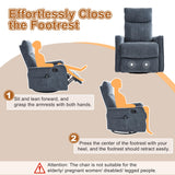 Manual Swivel Rocker Recliner Chair for Adults, Overstuffed Recliner Glider with Massage and Heat, Living Room Reclining Chair, Fabric Blue Luxlen