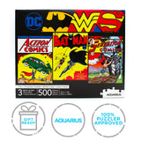 Aquarius Set of 3 DC Comics Puzzles (Three 500 Piece Jigsaw Puzzles) - Glare Free - Precision Fit - Officially Licensed DC Comics Merchandise & Collectibles - 14 x 19 Inches AQUARIUS