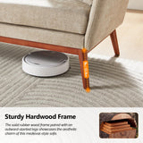 VINGLI 63.5" Comfy Small Upholstery Love Seat Couch with Soild Rubber Wood Frame, 2 Seater Mid Century Linen Fabric Loveseat Sofa, Mini Couch with Two Pillows for Small Spaces, Bedroom, Khaki VINGLI