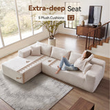 CAODOC 104" Cloud Sectional Couch with Comfy Chaise, Boneless L Shape Sofa with Deep Seat, Minimalist Modular Couches Sleeper for Living Room Bedroom Apartment Lounge,Beige CAODOC