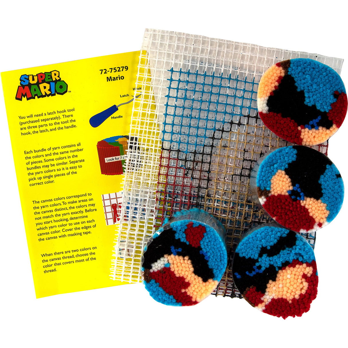 Dimensions 72-75279 Nintendo's Super Mario Brothers Latch Hook Kit for Beginners, 12" x 12", Multicolor Dimensions