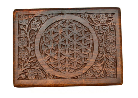 New Age Source The Carved Wood Box Flower of Life New Age Source