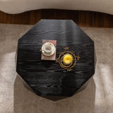 38" Modern Farmhouse Drum Coffee Table, American Retro Style Coffee Table for Office, Dining Room and Living Room, Black KIGFTSOD