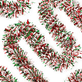 Sggvecsy 49.2Ft Christmas Green Red White Tinsel Garland Xmas Tree Decorations Christmas Metallic Twist Garland Ceiling Hanging Decorations for New Year Party Birthday Holiday Indoor Outdoor Supplies Sggvecsy