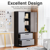 SISESOL Metal Storage Cabinet with Drawers, 71" File Cabinets for Home Office, Locking Steel Storage Cabinet with Doors and Shelves for Home, Office, Warehouse, Garage, School (Gray, 2 Drawers) SISESOL