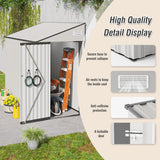 4x8 ft Lean to Shed, Outdoor Storage Shed with Lockable Door and Vents, Metal Storage Shed with 6 Vents, Outside Garden Tool Shed for Backyard, Patio, Wall Side Design (White) ACLULION