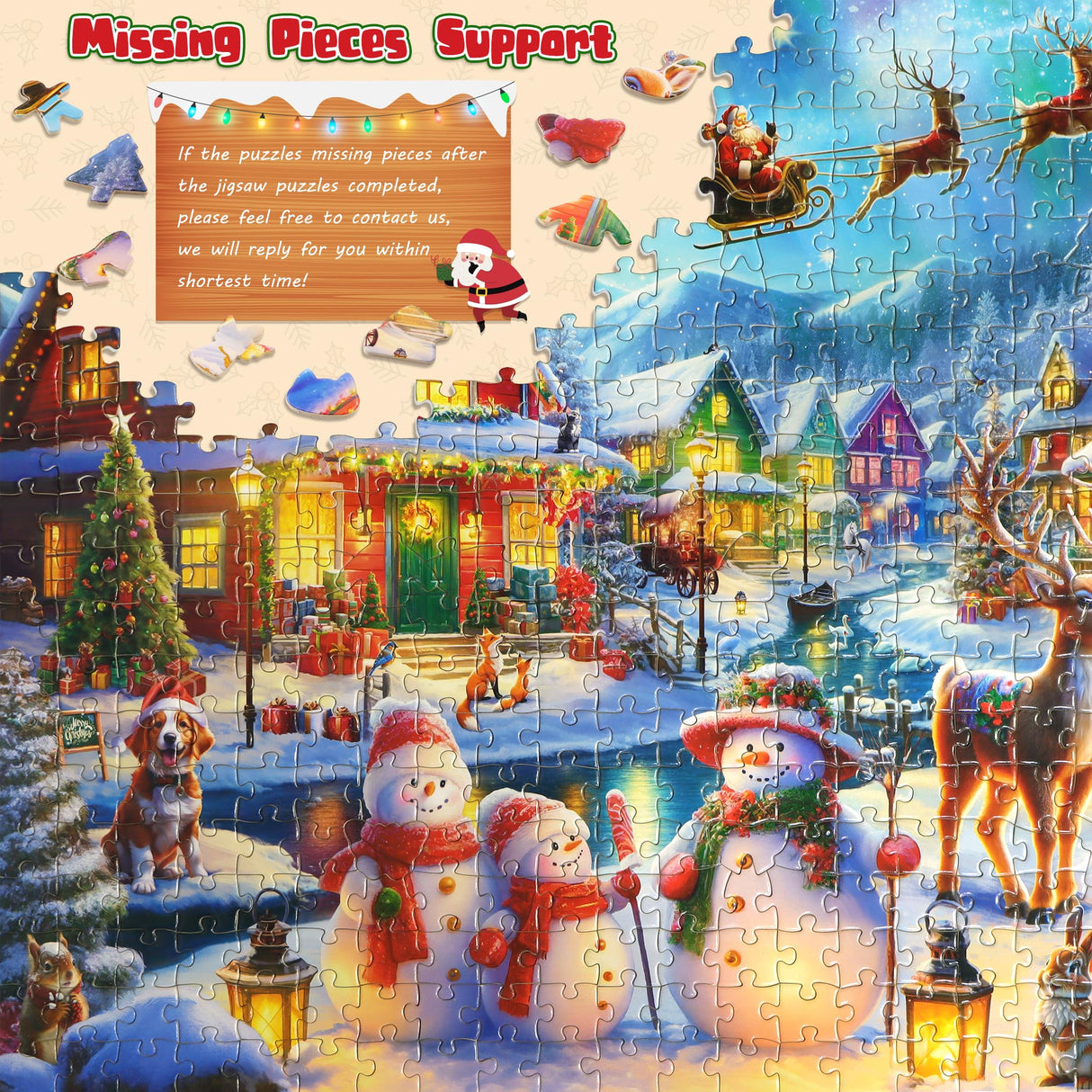 500 Piece Christmas Puzzle for Adults and Kids Santa's Secret Village Jigsaw Puzzle with Irregular Shape Christmas Puzzle Gift for Adults and Teens Family Challenging Puzzle Perfect for Game Nights Yokachi