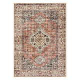 Lahome Oriental Hallway Runner Rug, 2.5x8 Kitchen Runner Non Slip Ultra-Thin, Soft Washable Hallway Rug Distressed Non Shedding Long Carpet for Entryway ‎Laundry Room Bathroom, Peach/Orange Lahome