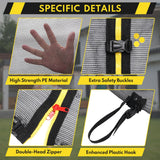 Trampoline Safety Net, 12ft Weather-Resistant Replacement Enclosure Net for 6 Poles Round Frame, with Double-Headed Zippers and Adjustable Straps ZEMBSOYA