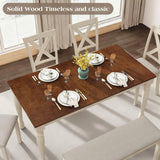 PLAUIN 6-Piece Farmhouse Dining Table Set - Solid Wood Table, 4 Chairs & Bench, Ergonomic, 71" Solid Wood Table, Table & Chair Sets for Dining Room, Kitchen, Living Room, Office PLAUIN