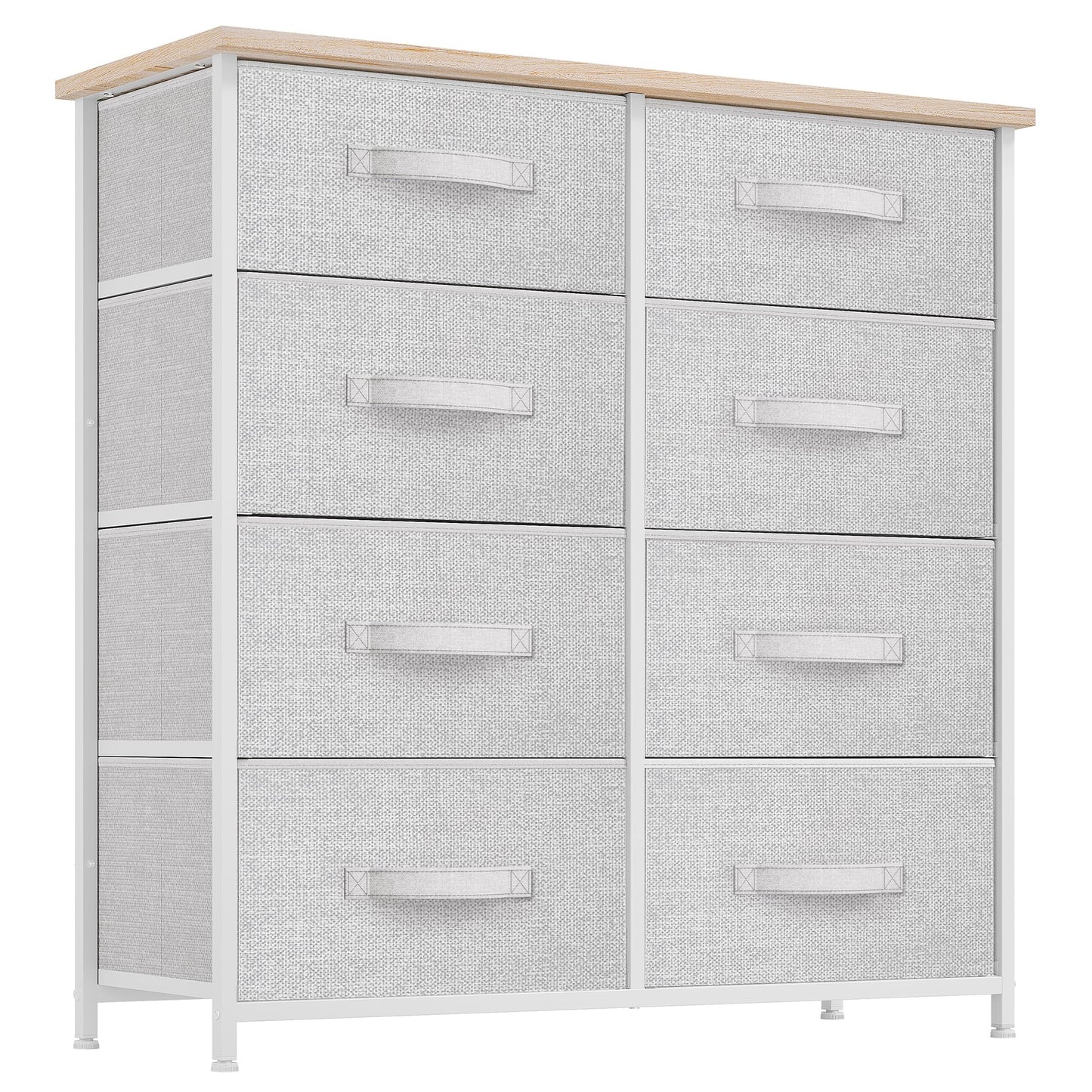 YITAHOME 8 Drawers Fabric Dresser - Storage Tower Unit Organizer Unit for Living Room & Closets - Sturdy Steel Frame & Easy Pull Fabric Bins (Cool Light Grey) - WoodArtSupply