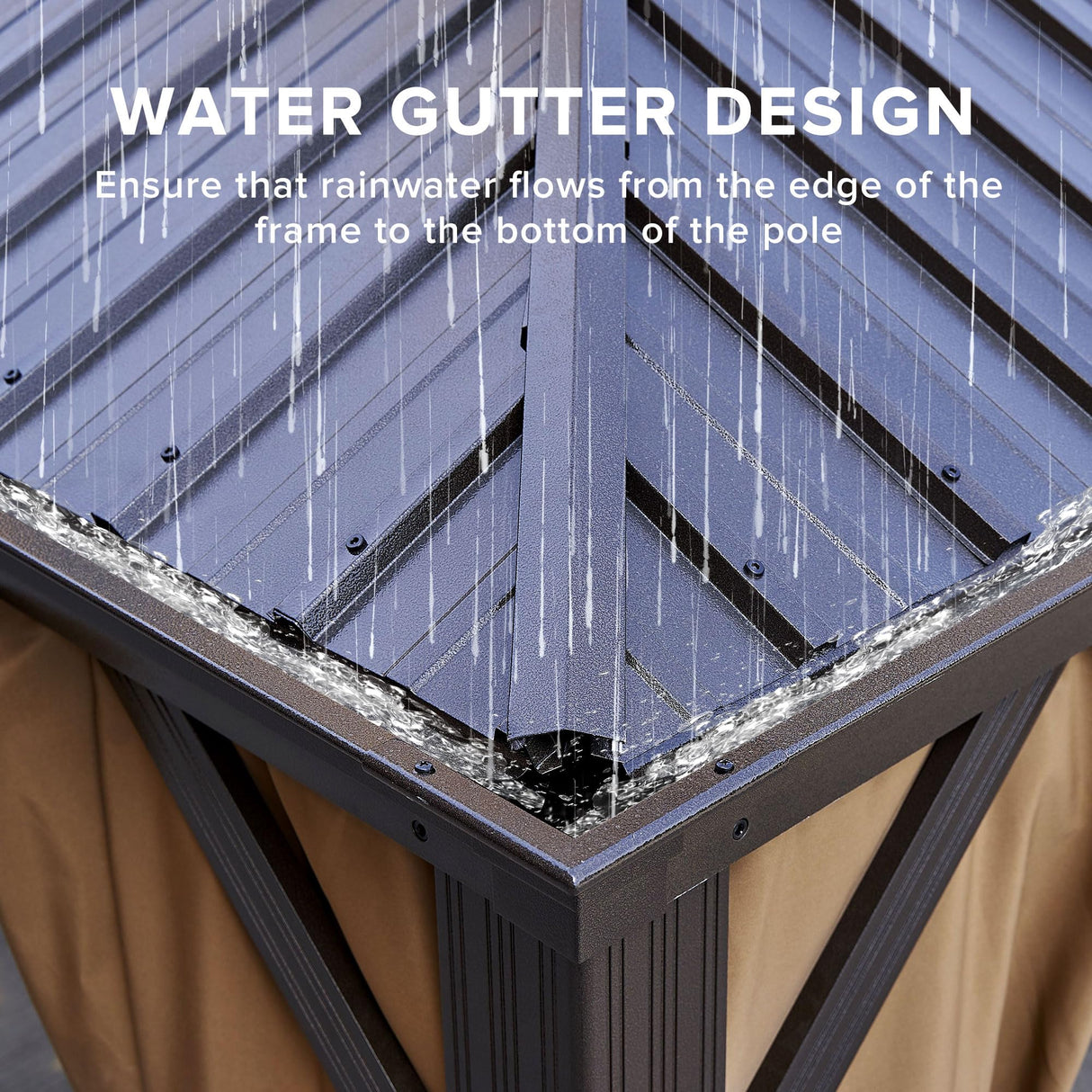 12x18Ft Hardtop Gazebo, Aluminum Frame Canopy with Double Galvanized Steel Roof, Outdoor Heavy Gazebo with Nettings and Curtains for Backyard, Patio and Deck (Brown 12x18 Ft) TRUSTERTHEE