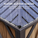 12x18Ft Hardtop Gazebo, Aluminum Frame Canopy with Double Galvanized Steel Roof, Outdoor Heavy Gazebo with Nettings and Curtains for Backyard, Patio and Deck (Brown 12x18 Ft) TRUSTERTHEE