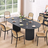 Dining Table, 86.61" to 47.24" Expandable Table for 4 to 8, Modern Extendable Kitchen Table, Round to Large Oval Solid Wood Table Furniture for Dining Room Kitchen Leisure Living Room Apartment, Black HanStrong