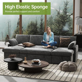 Real Relax 104'' Sofa Bed, U Shaped Chenille Sleeper Sofa Couch with Pull Out Bed and Chaise Storage for Living Room, Apartment and Office, Dark Gray Real Relax