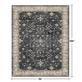 Black Farmhouse Washable 8x10 Area Rugs for Living Room, Bedroom, Dining Room Kitchen Table Rug for Under Table, Office, Dark Charcoal Tumble Stain Resistant Non-Slip Large Washable (8x10 Black/Multi) Hazo Haus