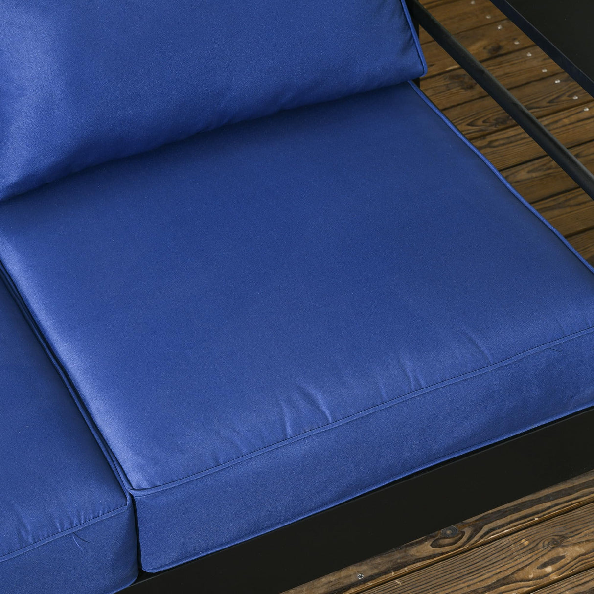 Outsunny 69" Modern Patio Furniture with Thick Padded Cushions, 3 Seater Aluminum Outdoor Sofa with Wide Armrests, Garden Seating Conversation Furniture with Back Cushions, Navy Blue Outsunny