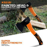 KSEIBI Wood Axe, Small Outdoor Camp Hatchet for Splitting and Kindling Wood, Forged Steel Blade with Anti-Slip and Shock Reduction Handle Great Throwing Axes and Hatchets (Modern) KSEIBI