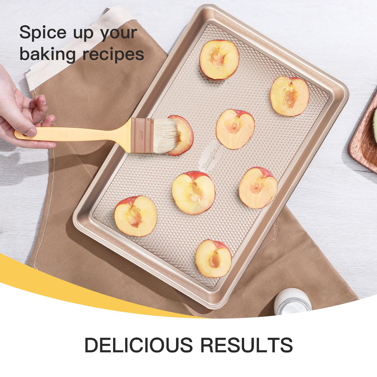 HONGBAKE Baking Sheet Pan Set, Cookie Sheets for Oven, Nonstick Half/Quarter/Jelly Roll Pans with Diamond Texture Pattern, Heavy Duty Cookie Tray HONGBAKE