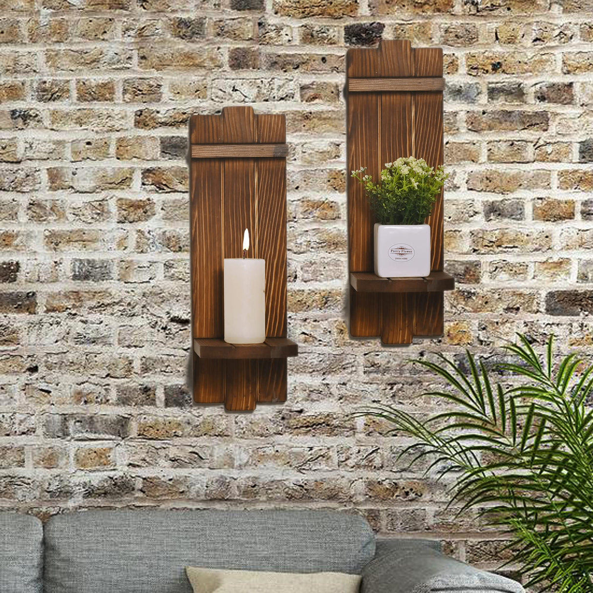 Yorkmills Sconces Wall Decor Set of 2, Wall Candle Holder Rustic Home Decor, Farmhouse Wall Art Floating Candle Sconces Shelf Wooden Wall Decorations for Living Room, Dining Room, Bedroom, Bathroom Yorkmills
