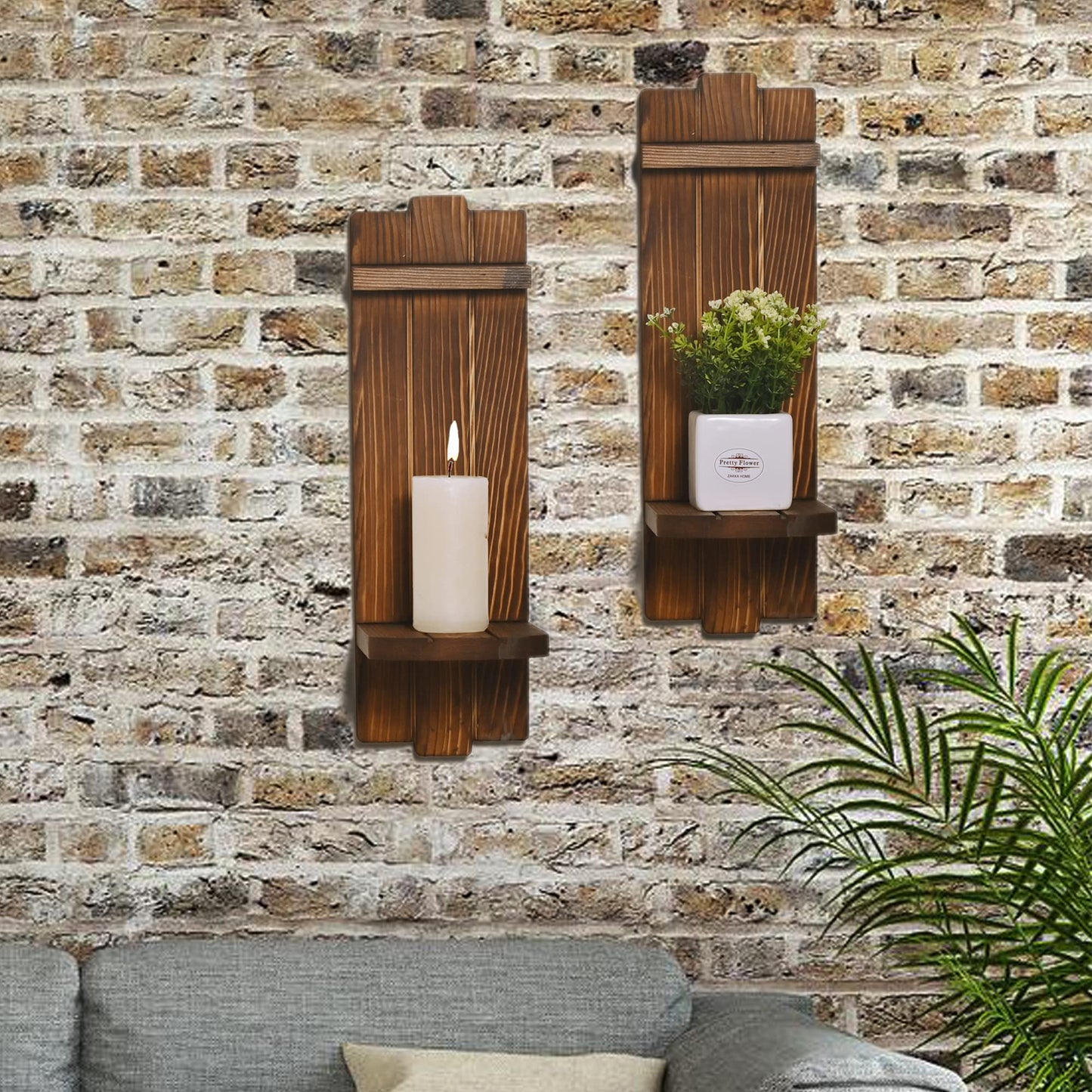 Yorkmills Sconces Wall Decor Set of 2, Wall Candle Holder Rustic Home Decor, Farmhouse Wall Art Floating Candle Sconces Shelf Wooden Wall Decorations for Living Room, Dining Room, Bedroom, Bathroom