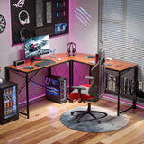 VECELO 59"x59" L Shaped Desk for Computer Gaming Multi-Usage Long 2 Person Table for Home Office Sturdy Writing Workstation, Easy Assembly/Saving Space, Rustic Brown VECELO