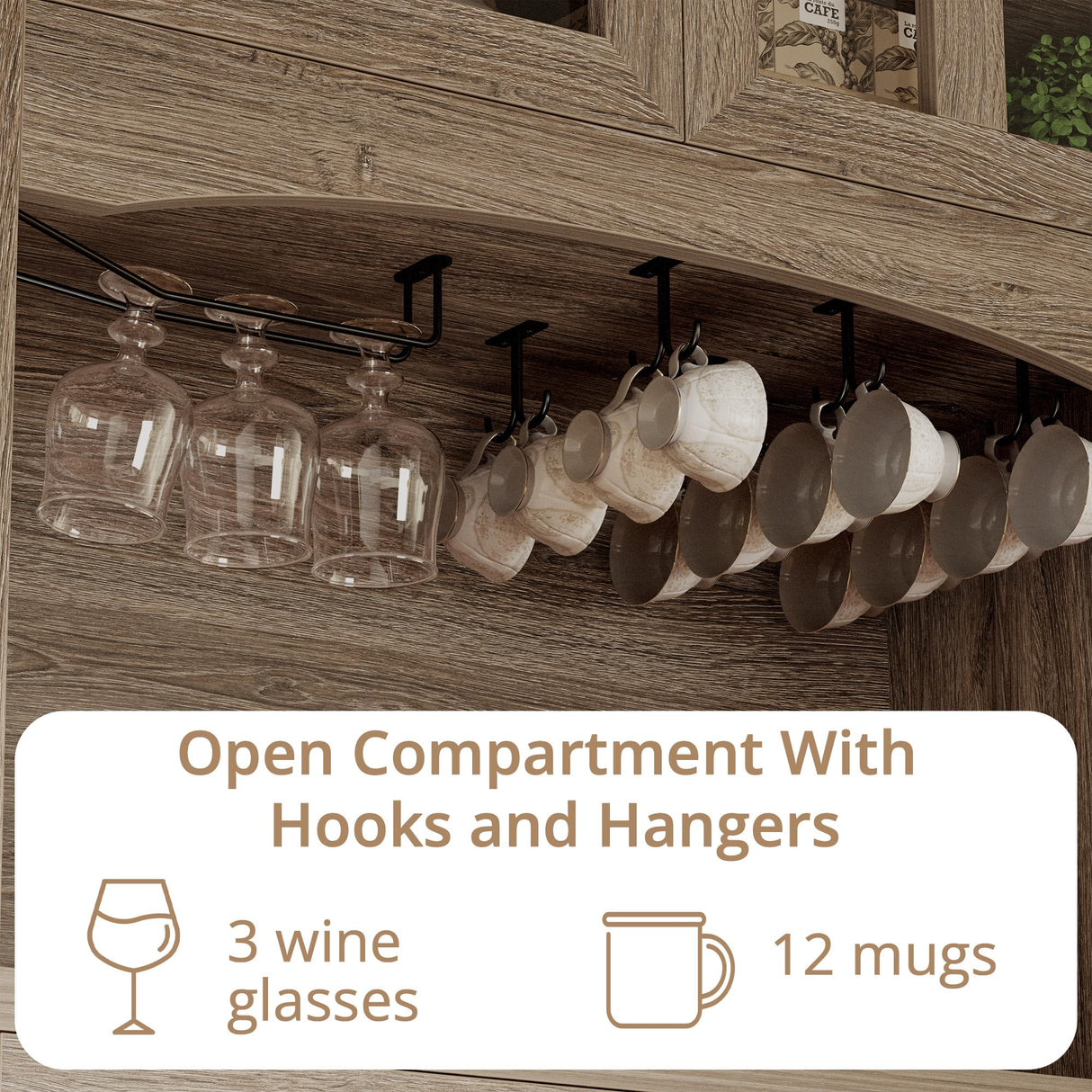 IRONCK Pantry Cabinet with Power Outlets, Kitchen Pantry Storage Cabinet with Microwave Stand, Farmhouse Kitchen Hutch for Dining Room, Living Room, Light Rustic Oak IRONCK