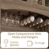 IRONCK Pantry Cabinet with Power Outlets, Kitchen Pantry Storage Cabinet with Microwave Stand, Farmhouse Kitchen Hutch for Dining Room, Living Room, Light Rustic Oak IRONCK