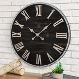 Glitzhome Oversized Rustic Farmhouse Wooden and Galvanized Decorative Large Wall Clock for Home Decor, 27.56", Black Glitzhome