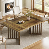 Tribesigns 63-inch Rectangular Dining Table for 4-6, Farmhouse Kitchen Dinner Eating Table with Slatted Base, Wood Dining Room Furniture for Home, Rustic Brown Tribesigns