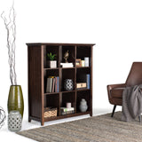 SIMPLIHOME Acadian SOLID WOOD 44 Inch Transitional 9 Cube Bookcase and Storage Unit in Brunette Brown, For the Living Room, Study Room and Office SIMPLIHOME
