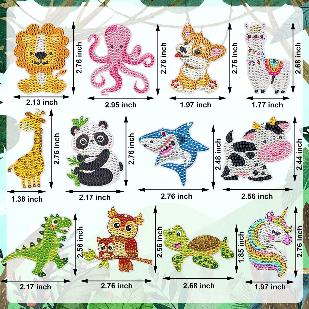 12 PCS Diamond Painting Keychains Kit Animals Diamond Art Ornaments Double Sided 5D Diamonds Key Rings DIY Diamonds Pendants for Beginners Birthday Crafting Home Party Decor Augisteen