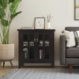 SIMPLIHOME Artisan SOLID WOOD 30 Inch Wide Contemporary Low Storage Cabinet in Hickory Brown, For the Living Room, Entryway and Family Room SIMPLIHOME
