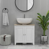 kleankin Pedestal Sink Storage Cabinet, Under Sink Cabinet with U-Shape and Adjustable Internal Shelf, White kleankin