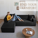 YINIX 106" Sectional Sofa for Living Room, Cloud Couch with 59" Deep Seat, Modern Modular L-Shape Sofa Bed with Chaise, Upholstered Boneless Couches for Bedroom, No Assembly (Black) YINIX