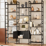 astimey 70x78 “ Triple 6 Tier Book Shelf, Industrial Large Bookcase with Storage Cabinet, Tall Bookshelf with 16 Open Display Shelves Metal Frame Furniture for Living Room Bedroom Home Office Black astimey
