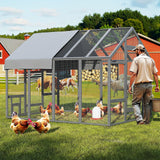 TRYKERPET Chicken Coop Chicken Run,Wooden Large Chicken Coop, Chicken Runs for Yard with Cover, Outdoor Duck Coop, Duck Houses for Outside Farm Backyard TRYKERPET