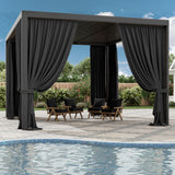 Kimunuk Gazebo Universal Replacement Privacy Curtain,12'X14' Gazebo Outdoor Waterproof Curtains, 4-Panels Sidewall Curtains with Double Zipper for Patio, Garden and Backyard (Only Curtains, Black) Kimunuk