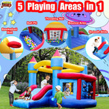 RETRO JUMP Inflatable Bounce House, Bouncy House for Kids Outdoor, Inflatable Kids Bounce House with Jumping Ball Pit & Basketball Hoop, Ocean Balls, Blower, Patch Kits, Stakes, Carrying Bag RETRO JUMP