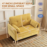 Urhanherry 47" Small Sofa Couch for Bedroom, Soft Chenille loveseat Mini Couch with Throw Pillow and Removable Cushion Cover for Small Spaces, Living Room, Apartment, Dorm, Office(Yellow) Urhanherry