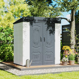 Patio Kingdom 6x4FT HDPE Resin Outdoor Storage Shed with Sloped Roof, Injection Molded Plastic Lean to Garden Tool Shed, All Weather Resistant, Lockable Double Doors & Ventilation for Backyard Patio Patio Kingdom