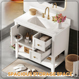 IRONCK 30" Bathroom Vanity with Sink, Farmhouse Bathroom Cabinet, Bathroom Vanity Set with 2 Drawers & Storage for Guest Baths Master Suites or Rental Units, Industrial White IRONCK