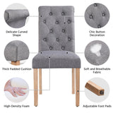 Yaheetech Dining Chairs Set of 6 Fabric Upholstered Dining Chairs Padded Chairs Button Tufted Kitchen Chairs With Solid Wood Legs for Home, Dining Room, Kitchen, Dark Gray Yaheetech